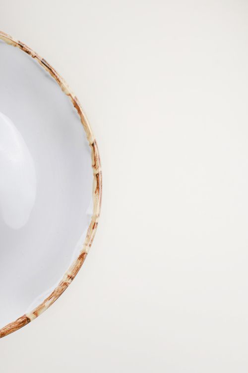 Prato Sobremesa em Porcelana Borda Bambu
