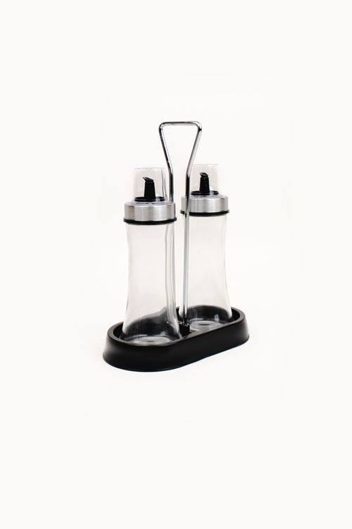 Conjunto de Galheteiro Sleek Alto em Vidro 3 Peças