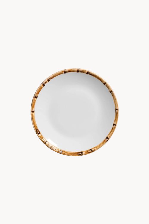 Prato Sobremesa em Porcelana Borda Bambu