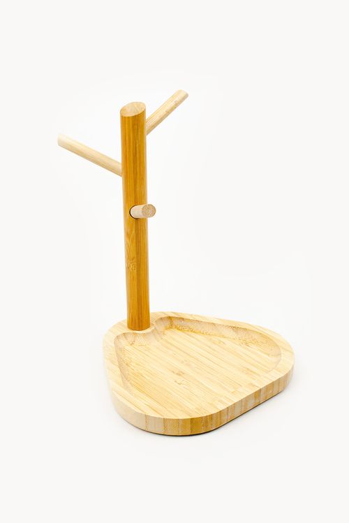 Porta Xícara com Bandeja em Bambu
