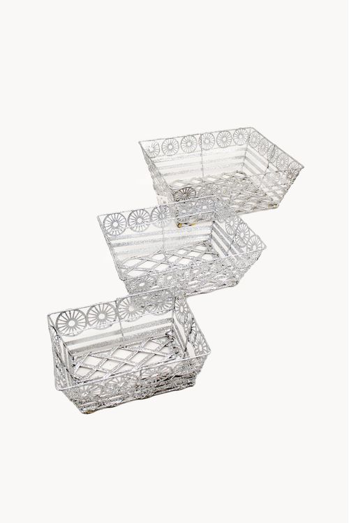 Porta arranjo ferro com glitter 3 peças