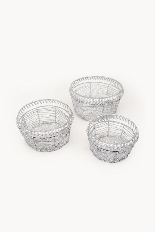 Porta arranjo em ferro com glitter 3 peças