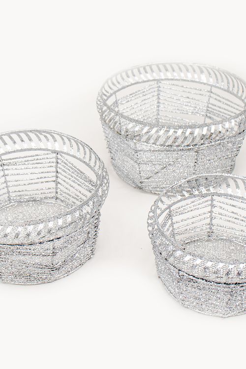 Porta arranjo em ferro com glitter 3 peças