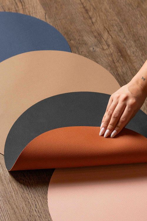 Jogo Americano Redondo Tex Duas Faces em PU Verde e Branco