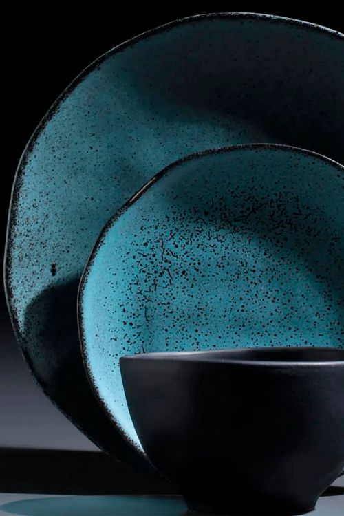 Prato Raso Orgânico Petroleum em Stoneware