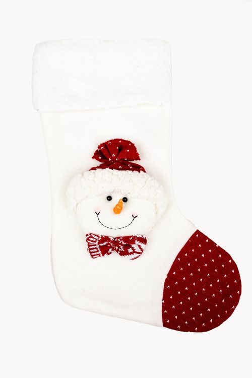 Meia boneco de neve decorativo natalino