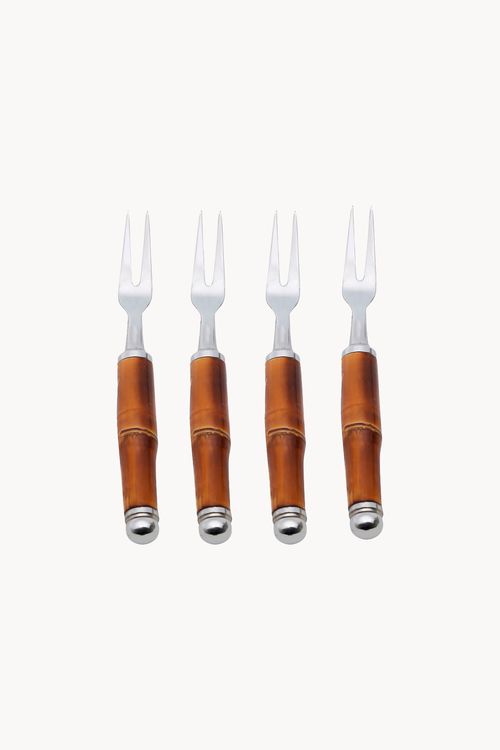 Conjunto de Garfos  em Aço Inox com Cabo em Bambu 4 Peças