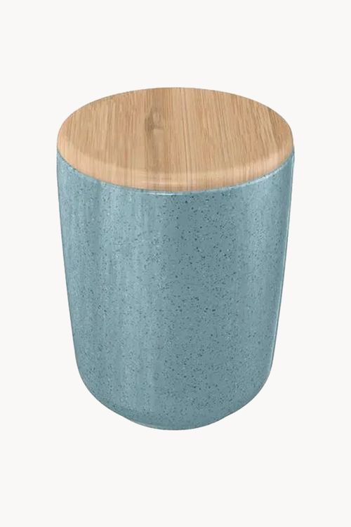 Porta Algodão em Cerâmica Azul