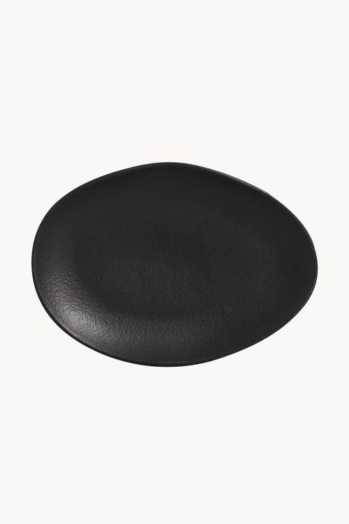 Prato de Sobremesa Preto Matte  Orgânico em Stoneware