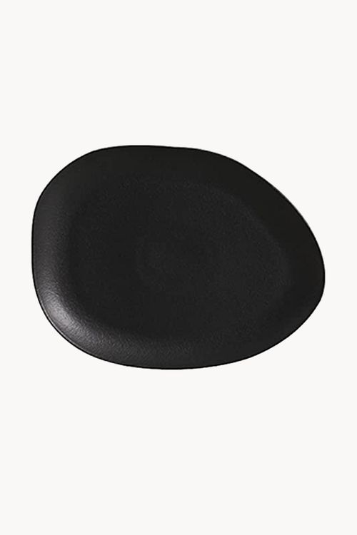Prato Raso Oval Orgânico Preto Matte em Stoneware