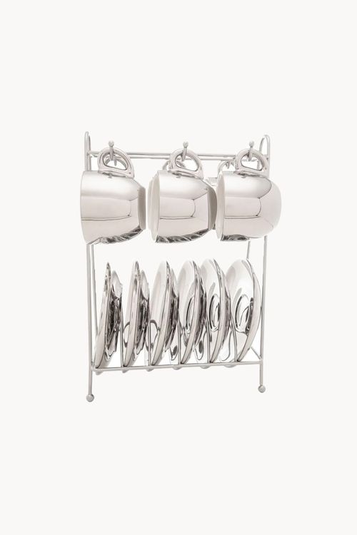 Conjunto de Xícaras de Café com Suporte em Porcelana