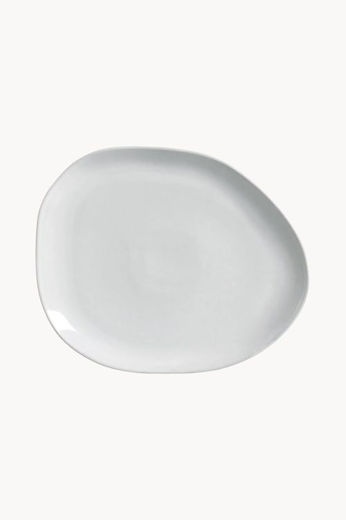 Prato Raso Oval Orgânico New White em Stoneware