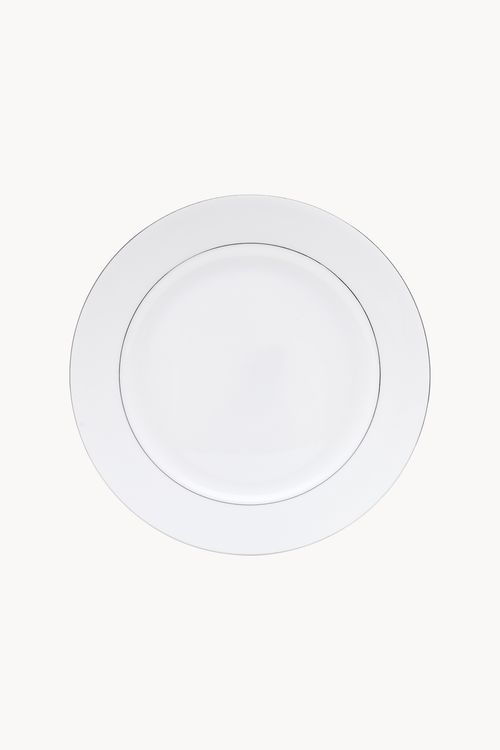 Jogo de Jantar com Borda Prateada Mônaco Branco em Porcelana  42 Peças