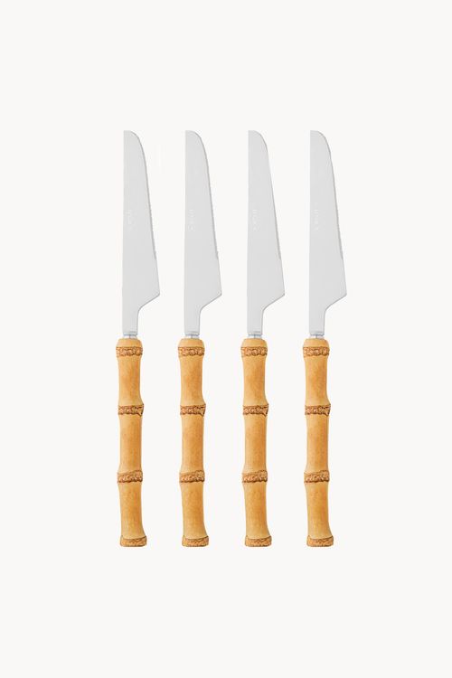 Conjunto de Facas Tulum em Aço Inox com Cabo em Bambu 4 Peças