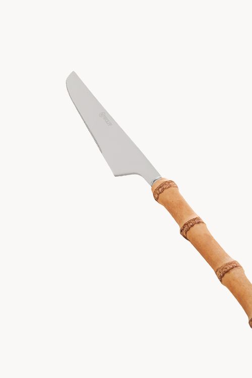 Conjunto de Facas Tulum em Aço Inox com Cabo em Bambu 4 Peças