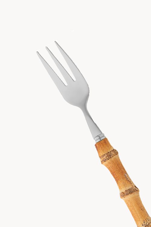 Conjunto de Garfos de Bolo Tulum em Aço Inox com Cabo em Bambu 4 Peças