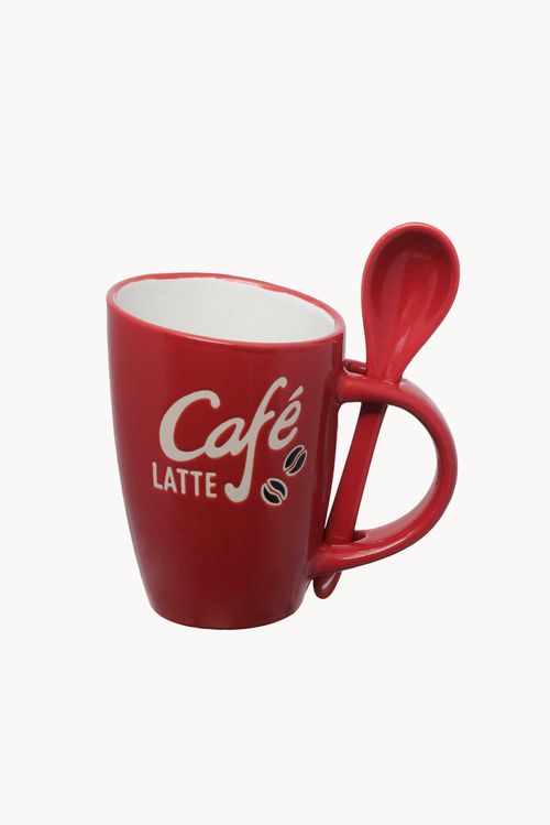 Caneca Georgia com Colher em Cerâmica 220ml