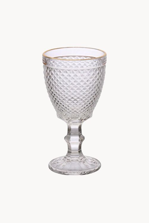 Conjunto de Taças Bico de Jaca em Vidro  com Filete Dourado 6 Peças 320ml