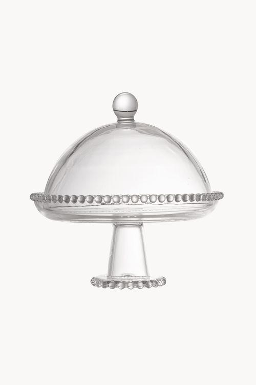 Prato em Cristal com Pé e Tampa Pearl