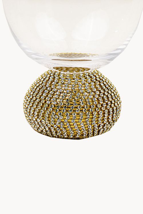 Taça com Base de Strass Dourado em Vidro