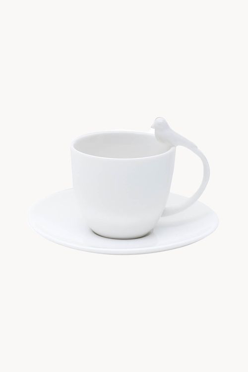 Conjunto de Xicaras de Café Birds em Porcelana  6 Peças 85ml