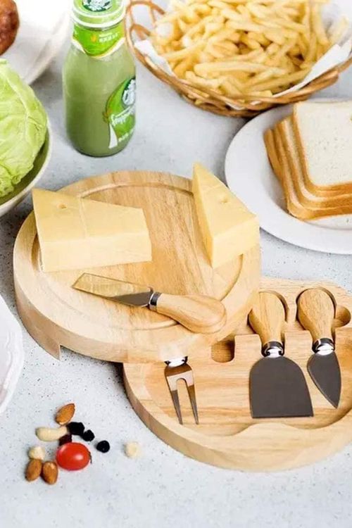 Conjunto para Queijo em Madeira 4 Peças