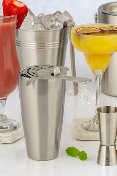 Coqueteleira Cobbler Deluxe com Tampa em Aço Inox 500ml