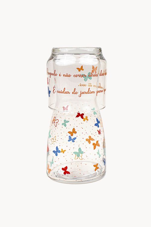 Conjunto Moringa Borboleta e Copo em Vidro 500ml