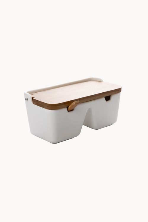 Saleiro de Mesa em Cerâmica com Tampa em Bambu 500ml