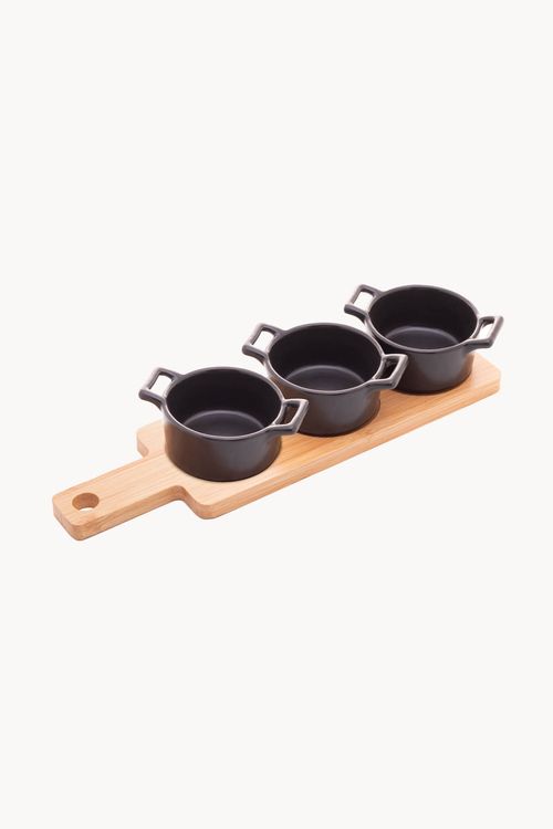Conjunto de Petisqueira em Bambu 3 Peças