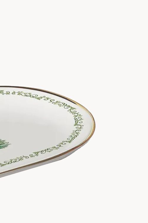 Travessa Christmas em Cerâmica com Filete Dourado