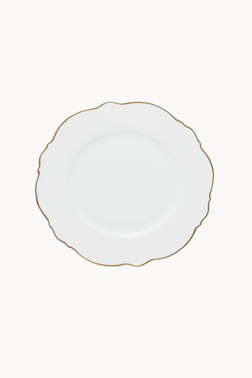 Conjunto de 6 Pratos Rasos Maldivas em Porcelana Filete Dourado