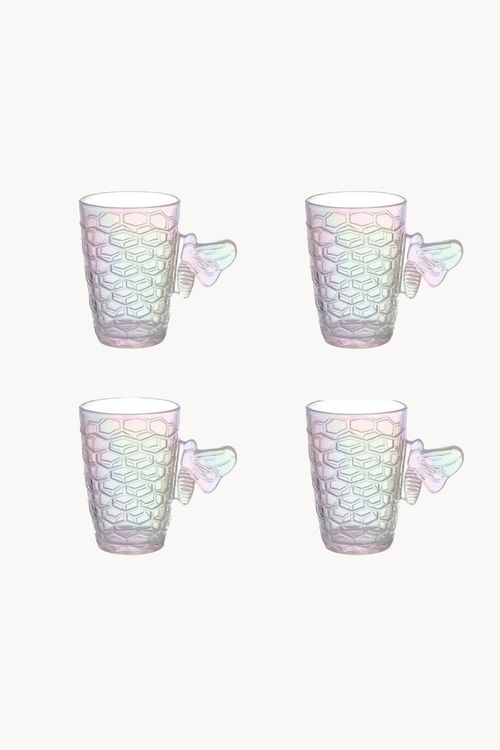 Caneca Bee em Vidro 4 Peças 200ML