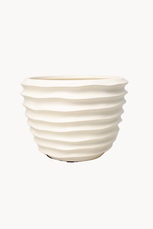 Vaso Ondas Decorativo em Cerâmica Médio Branco