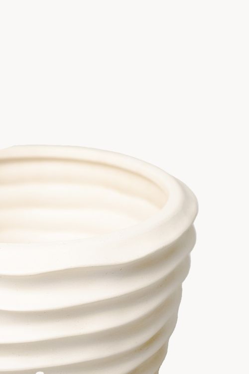 Vaso Ondas Decorativo em Cerâmica Médio Branco