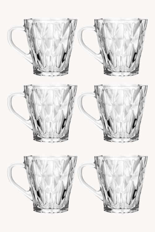 Conjunto de Canecas Diamond em Cristal 6 Peças 180ML