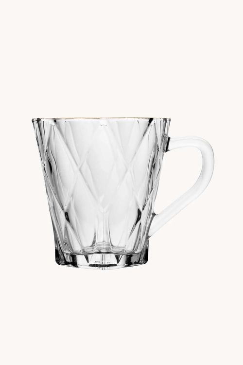 Conjunto de Canecas  Diamond em Cristal com Filete Dourado  6 Peças 180ML