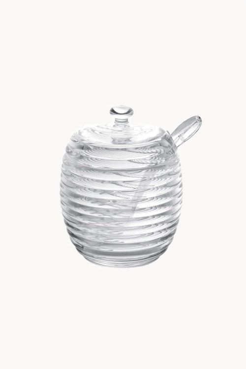 Açucareiro com Colher e Tampa Colmeia em Cristal 210ml