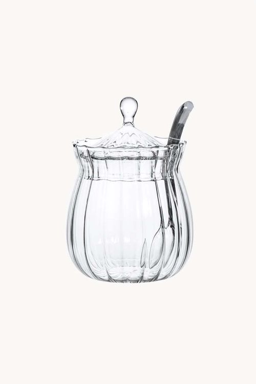 Açucareiro com Colher Lotus em Vidro 350ml