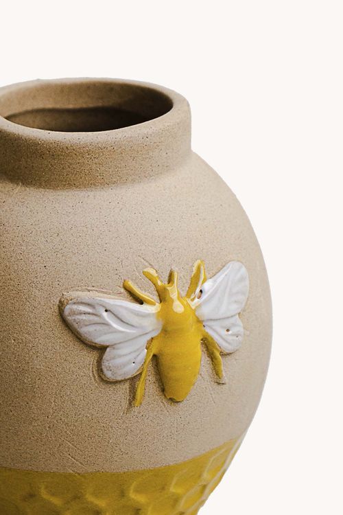 Vaso Honey Bee Decorativo em Cerâmica Tamanho P