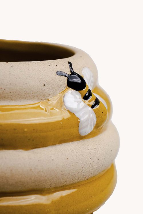 Vaso Honey Bee Decorativo em Cerâmica Tamanho P