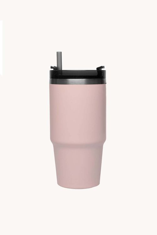Copo Térmico com Parede Dupla em Aço Inox com Canudo 590ML