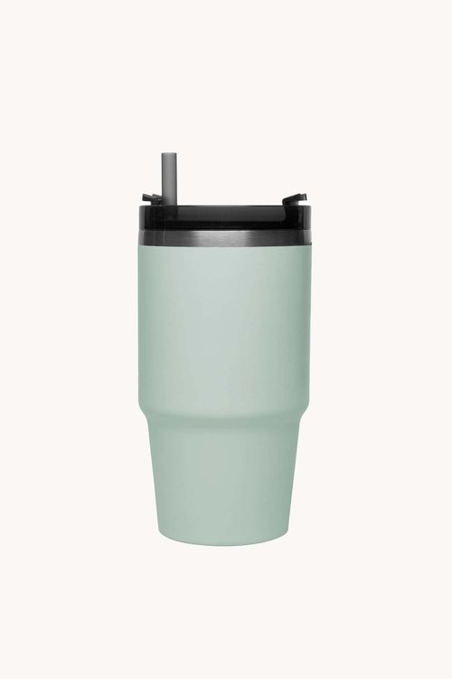 Copo Térmico com Parede Dupla em Aço Inox com Canudo 590ML