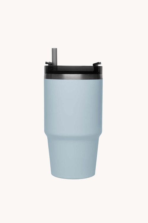 Copo Térmico com Parede Dupla em Aço Inox com Canudo 590ML
