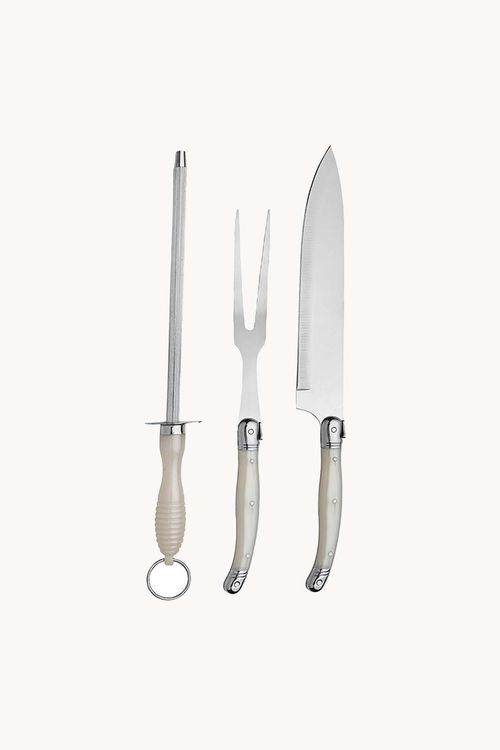 Conjunto de Churrasco Pérola em Aço Inox 3 Peças