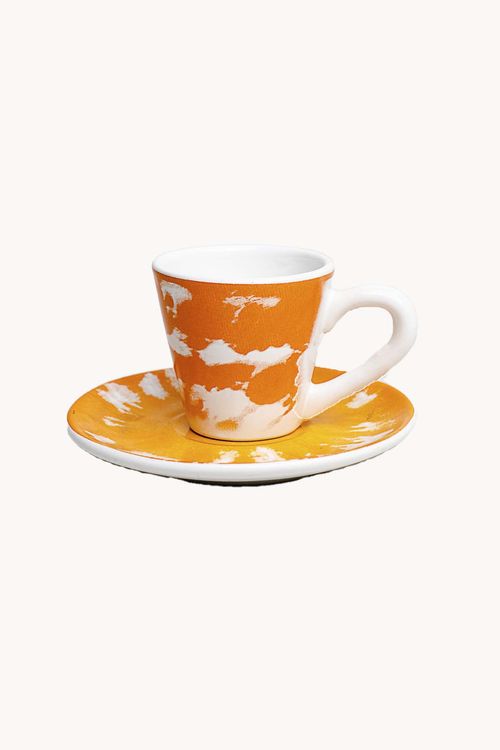 Xícara de Café Tie Dye com Pires em Cerâmica