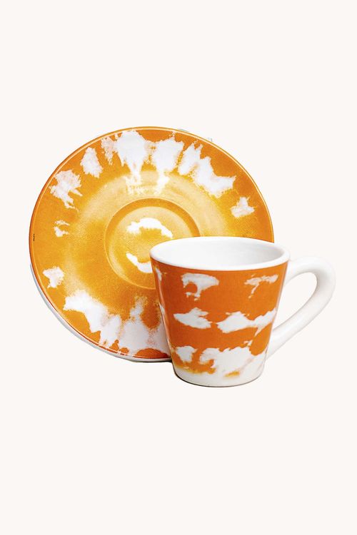 Xícara de Café Tie Dye com Pires em Cerâmica