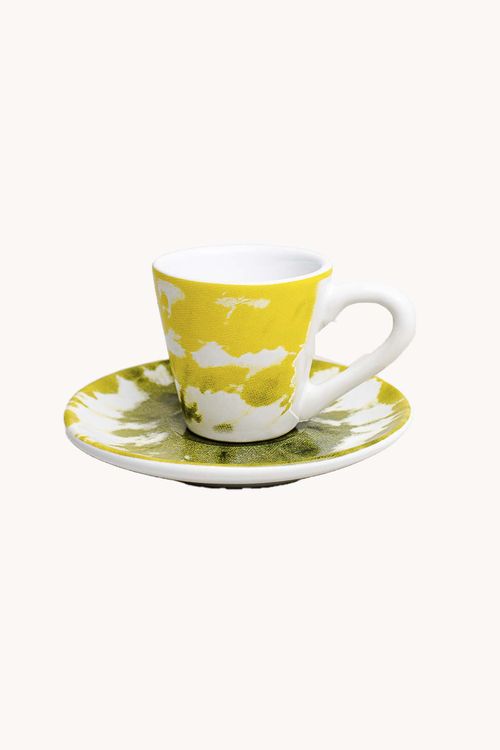 Xicara de Café Tie Dye com Pires em Cerâmica