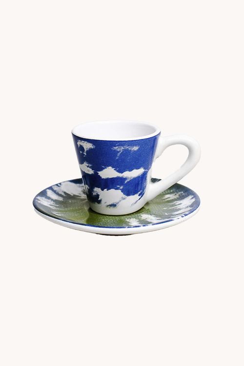 Xícara de Café Tie Dye com Pires em Cerâmica