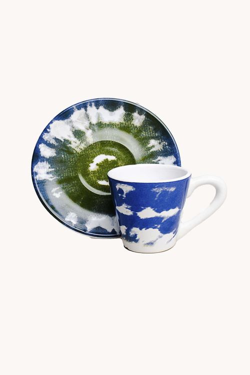 Xícara de Café Tie Dye com Pires em Cerâmica